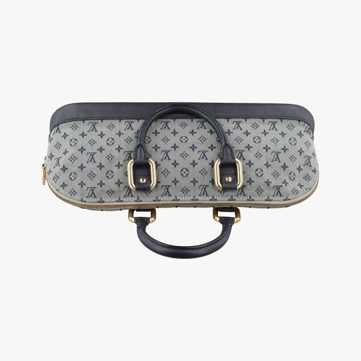 Louis Vuitton Monogram Mini Alma Long Navy Gray Canvas Leather Handbag — view 8