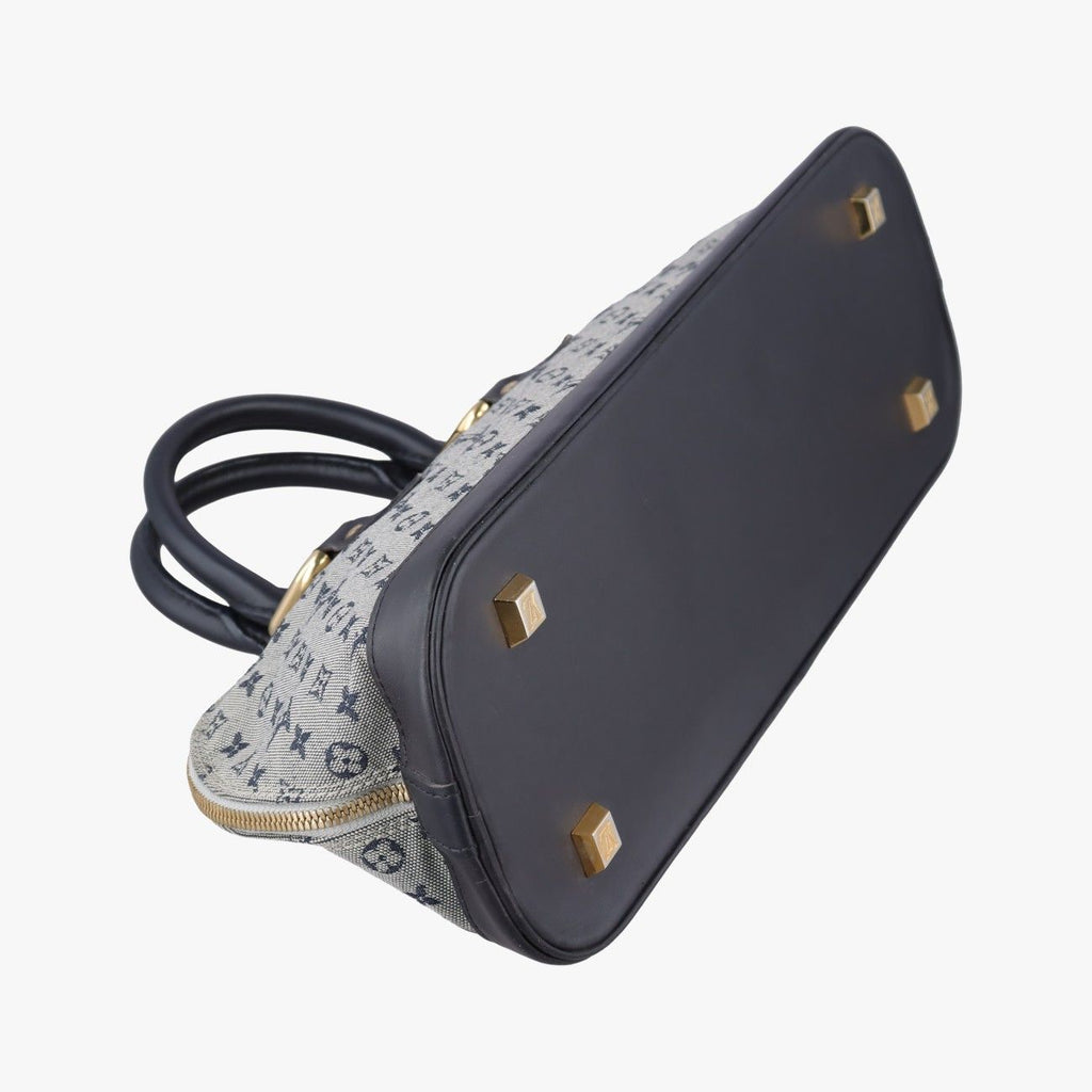 Louis Vuitton Monogram Mini Alma Long Navy Gray Canvas Leather Handbag — view 7