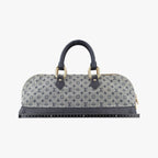 Louis Vuitton Monogram Mini Alma Long Navy Gray Canvas Leather Handbag — view 2