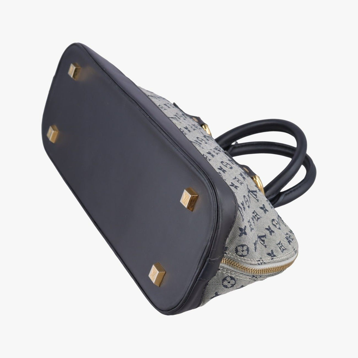 Louis Vuitton Monogram Mini Alma Long Navy Gray Canvas Leather Handbag — view 4