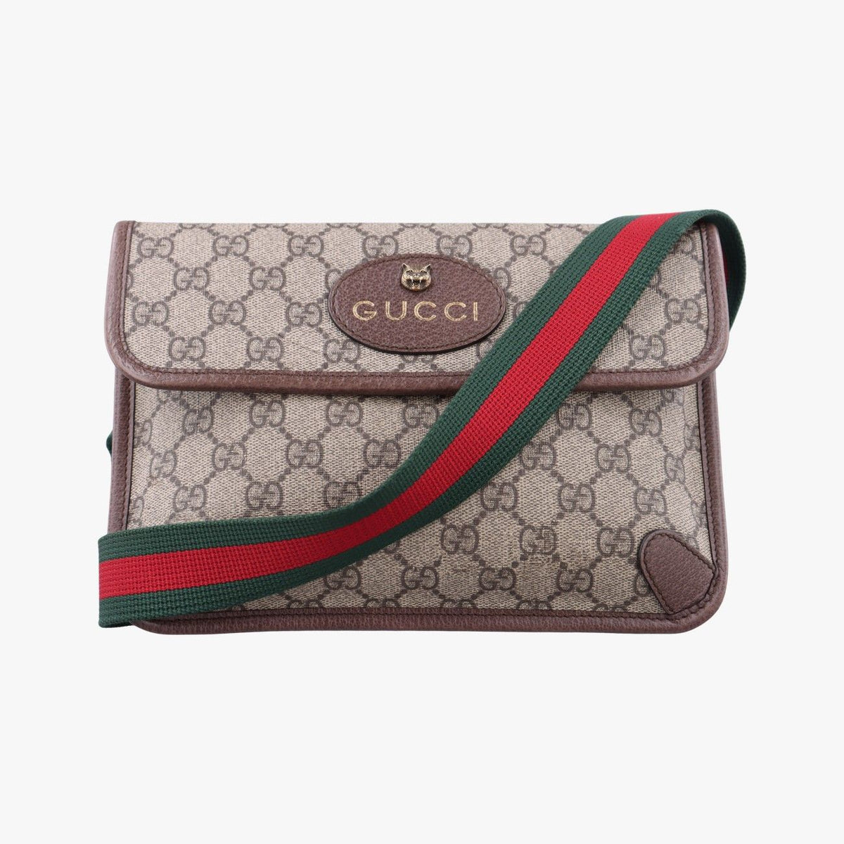 Gucci Neo Vintage GG Supreme Beige Brown Leather Handbag