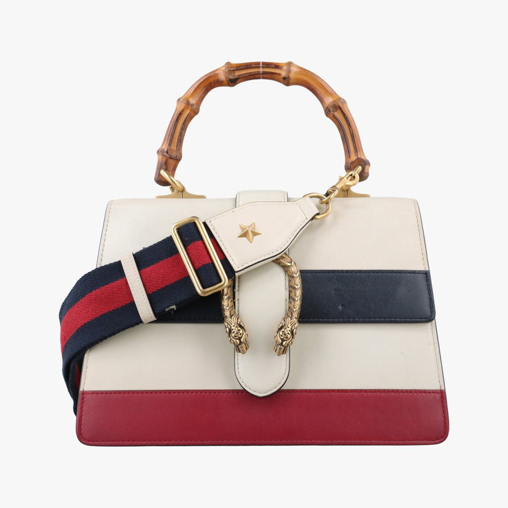 Gucci Dionysus Bamboo White Navy Red Leather Shoulder Bag