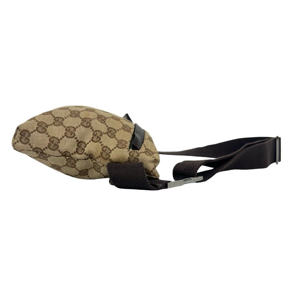 Gucci GG Pattern Logo Canvas Leather Belt Bag Waist Pouch Brown — view 6