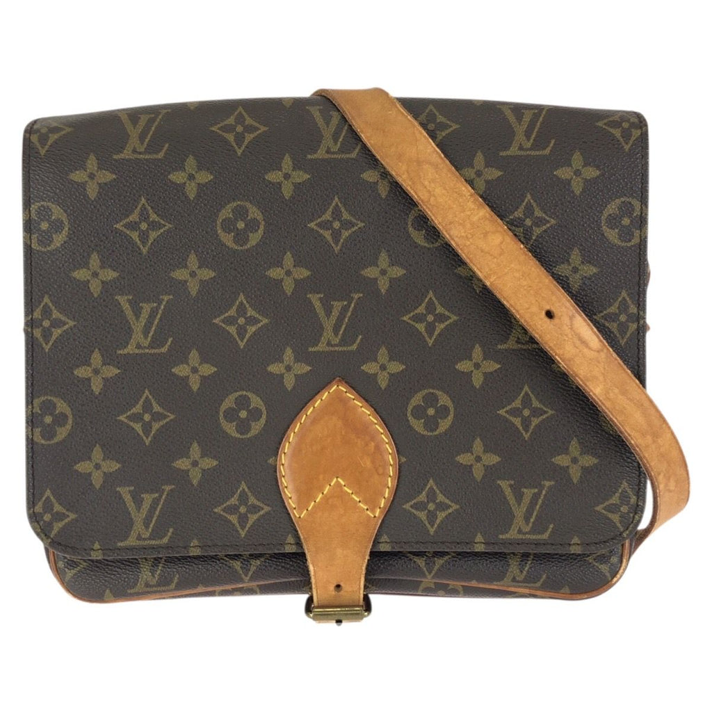 Louis Vuitton Monogram Cartouchiere GM Brown Gold Leather Shoulder Bag