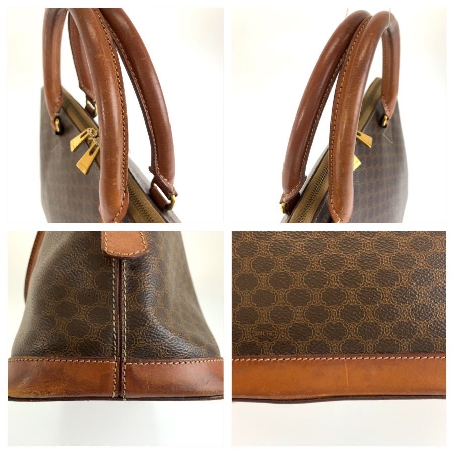 Celine Macadam Brown Gold Leather Boston Bag — view 6