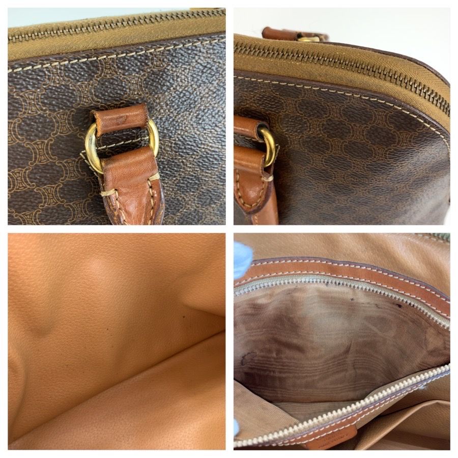 Celine Macadam Brown Gold Leather Boston Bag — view 5