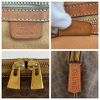 Celine Macadam Brown Gold Leather Boston Bag — view 3