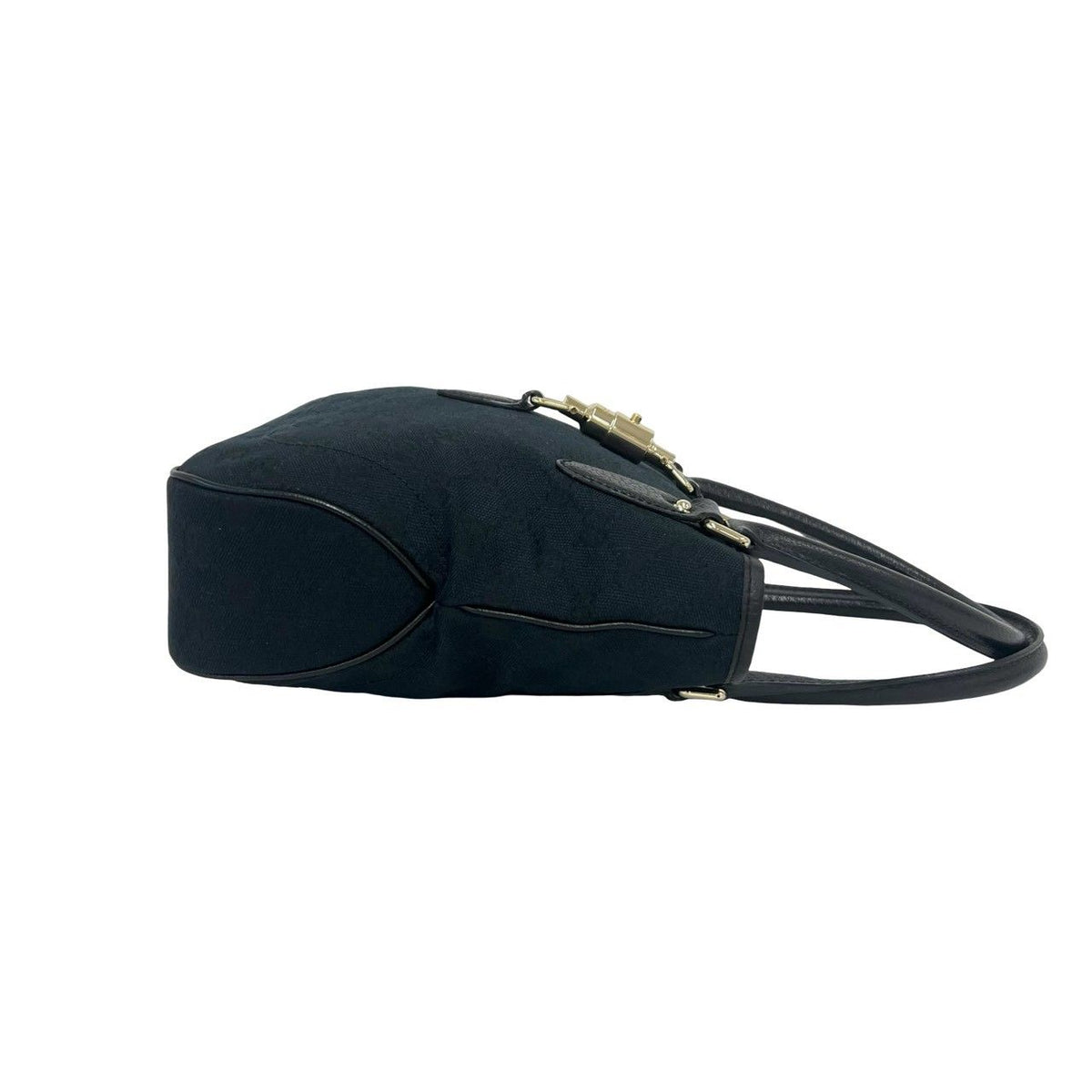 Gucci Jackie GG Pattern Canvas Leather Tote Shoulder Bag Black — view 6