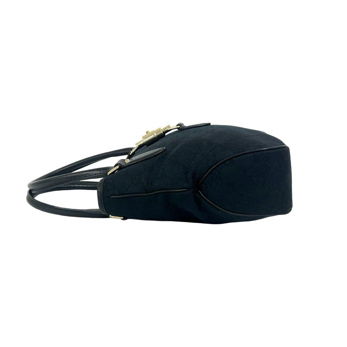 Gucci Jackie GG Pattern Canvas Leather Tote Shoulder Bag Black — view 5