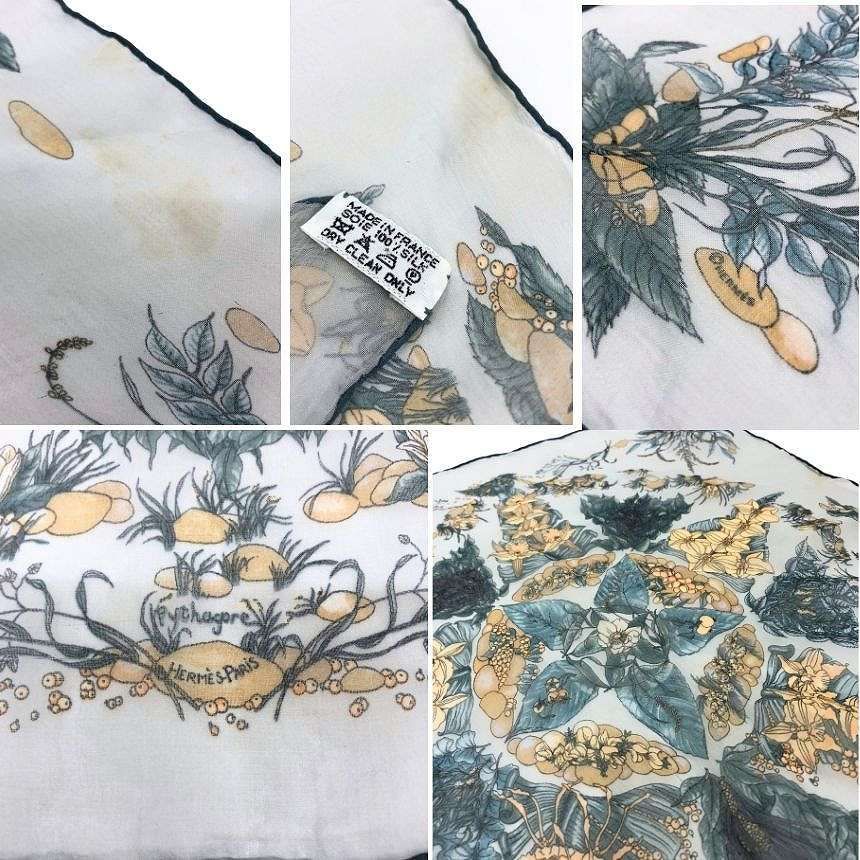 Hermes Things Scarf Carre 40 Pythagore Silk Muslin Light Blue — view 3