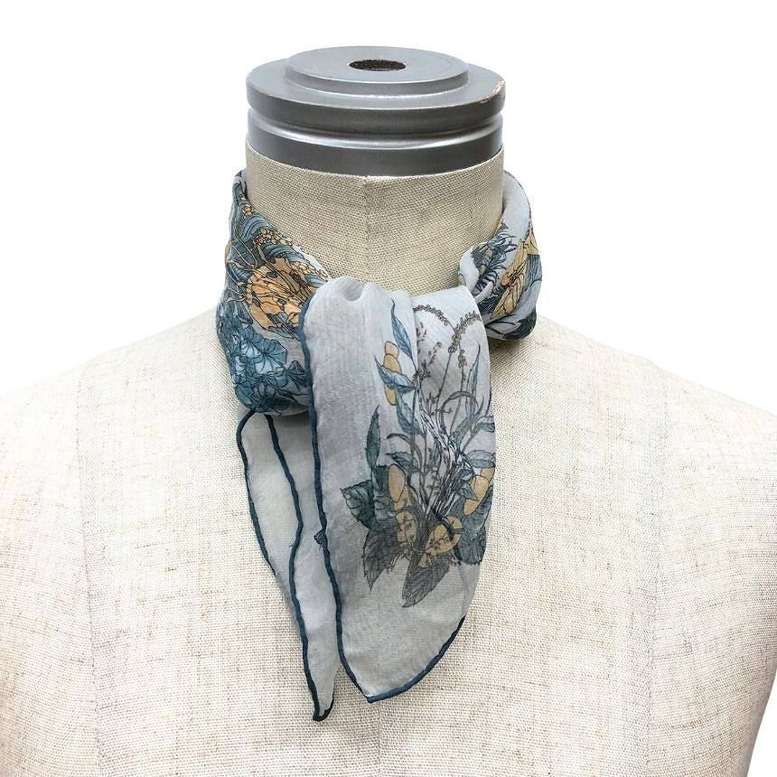 Hermes Things Scarf Carre 40 Pythagore Silk Muslin Light Blue — view 2