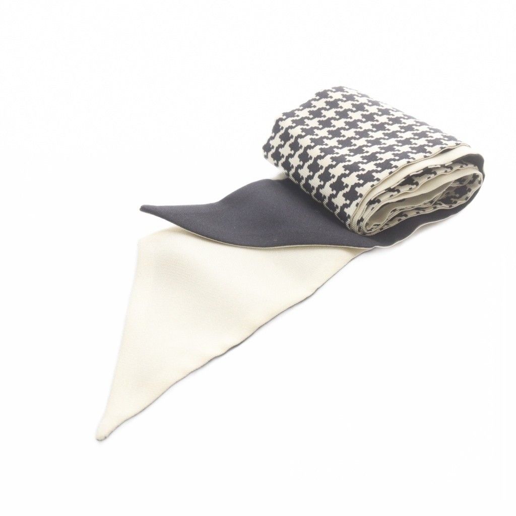 Dior Mitzah Houndstooth Ribbon Scarf All Over Print Beige Black — view 2