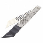 Dior Mitzah Houndstooth Ribbon Scarf All Over Print Beige Black — view 5