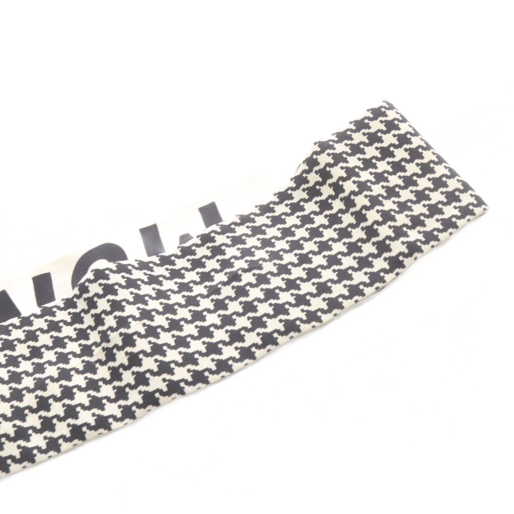 Dior Mitzah Houndstooth Ribbon Scarf All Over Print Beige Black — view 6