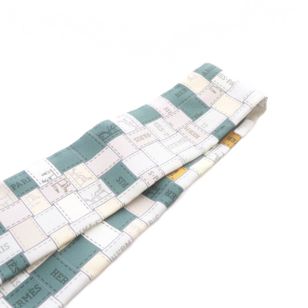 Hermes Bolduc Au Carre Check Twilly Silk Scarf All Over Print Multicolor — view 5
