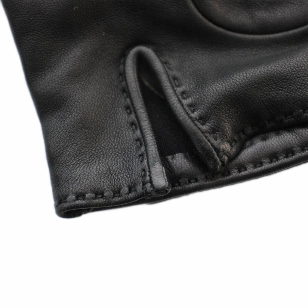 Hermes Soya Kelly Leather Gloves 6.5 Black — view 6