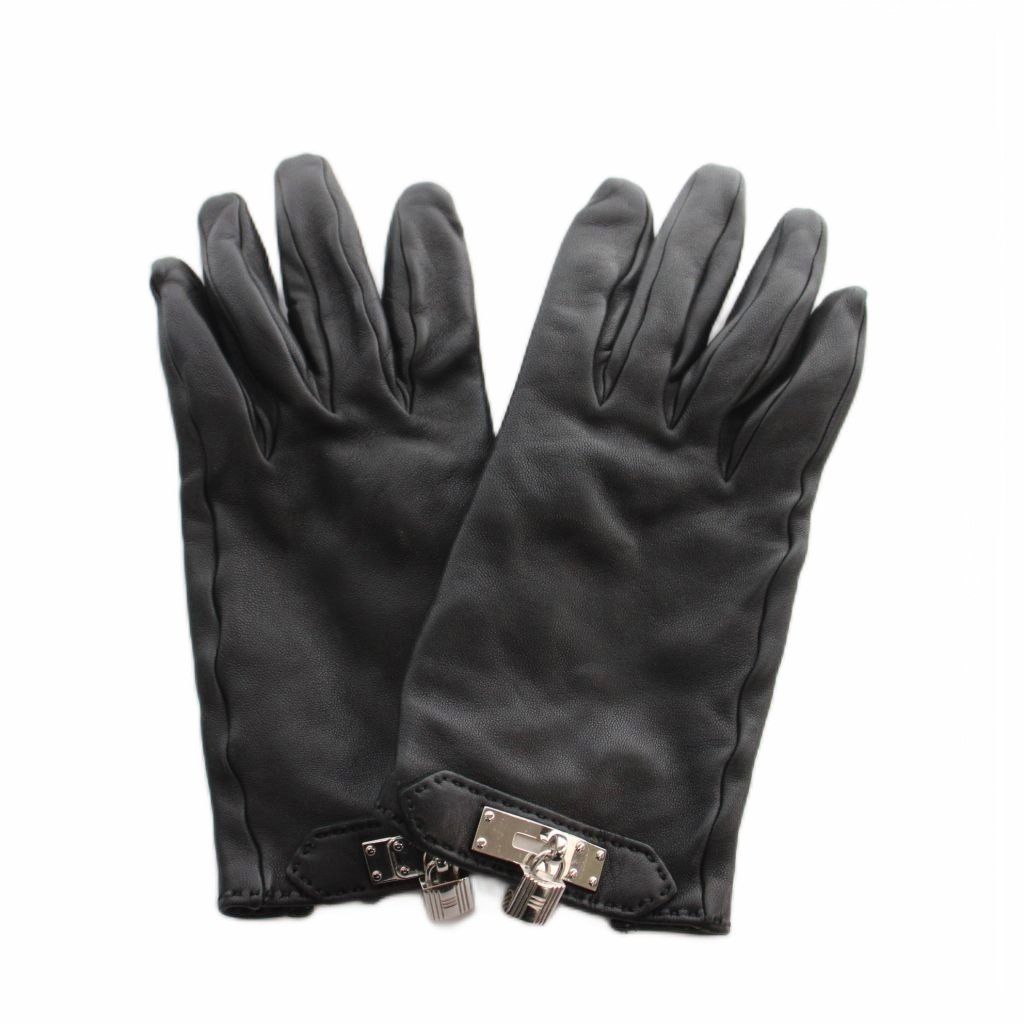 Hermes Soya Kelly Leather Gloves 6.5 Black