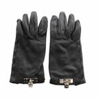 Hermes Soya Kelly Leather Gloves 6.5 Black — view 2