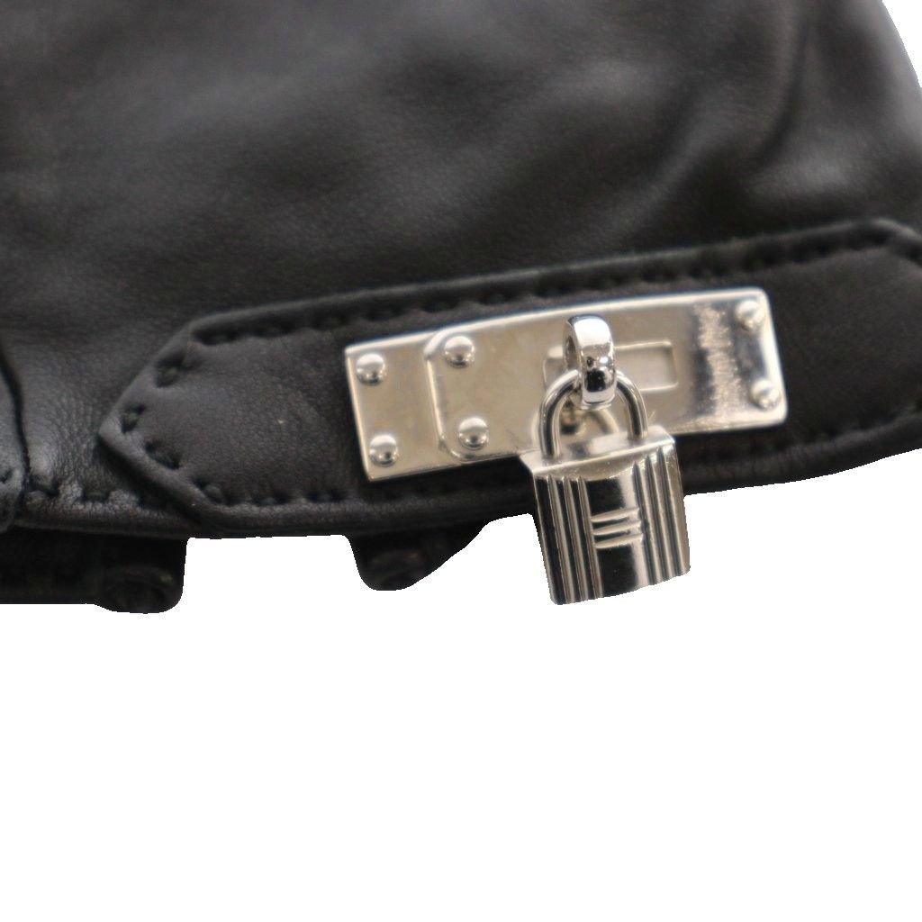Hermes Soya Kelly Leather Gloves 6.5 Black — view 7