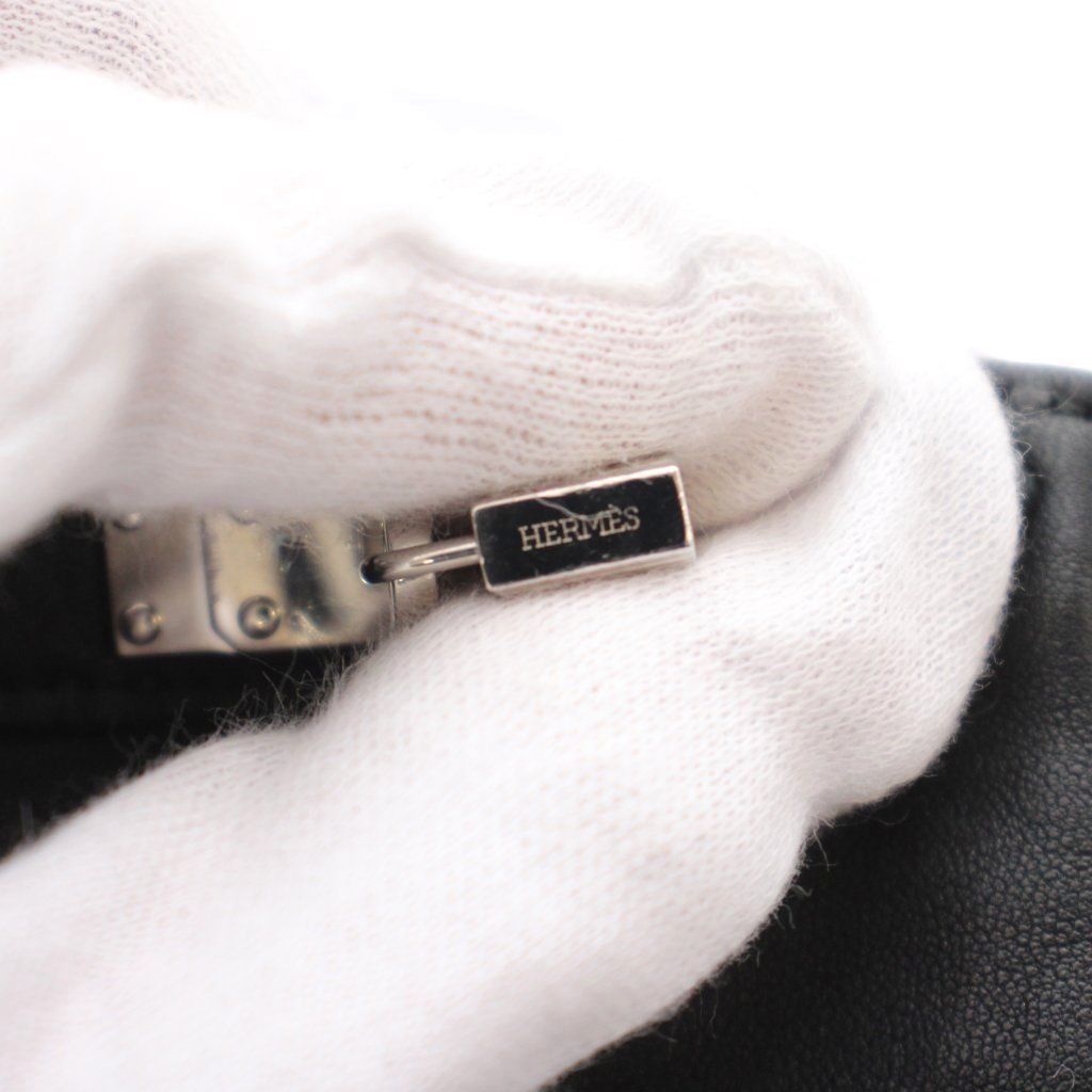 Hermes Soya Kelly Leather Gloves 6.5 Black — view 5