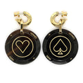Hermes Earrings Fete Vojeux Heart Spade Buffalo Horn Gold
