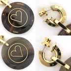Hermes Earrings Fete Vojeux Heart Spade Buffalo Horn Gold — view 5