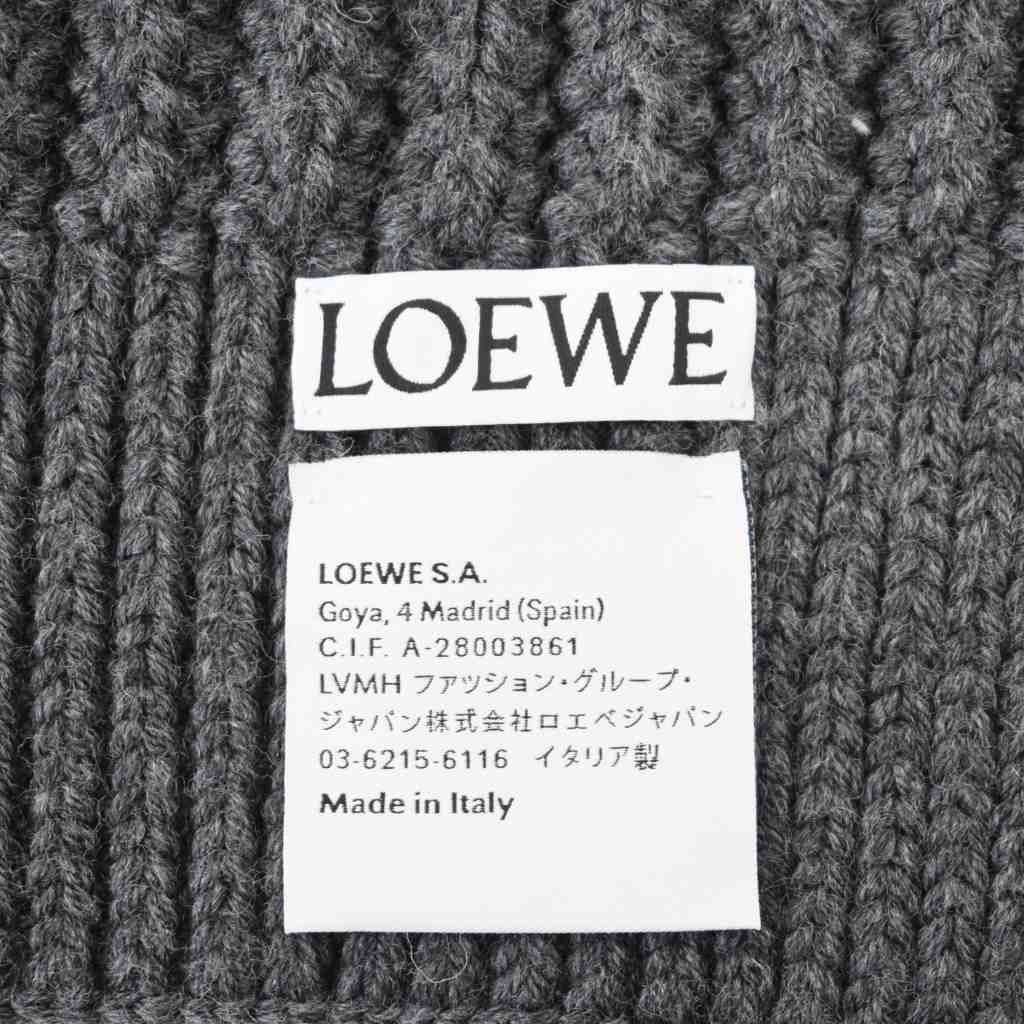 Loewe Scarf Anagram Logo Patch Wool Gray — view 4