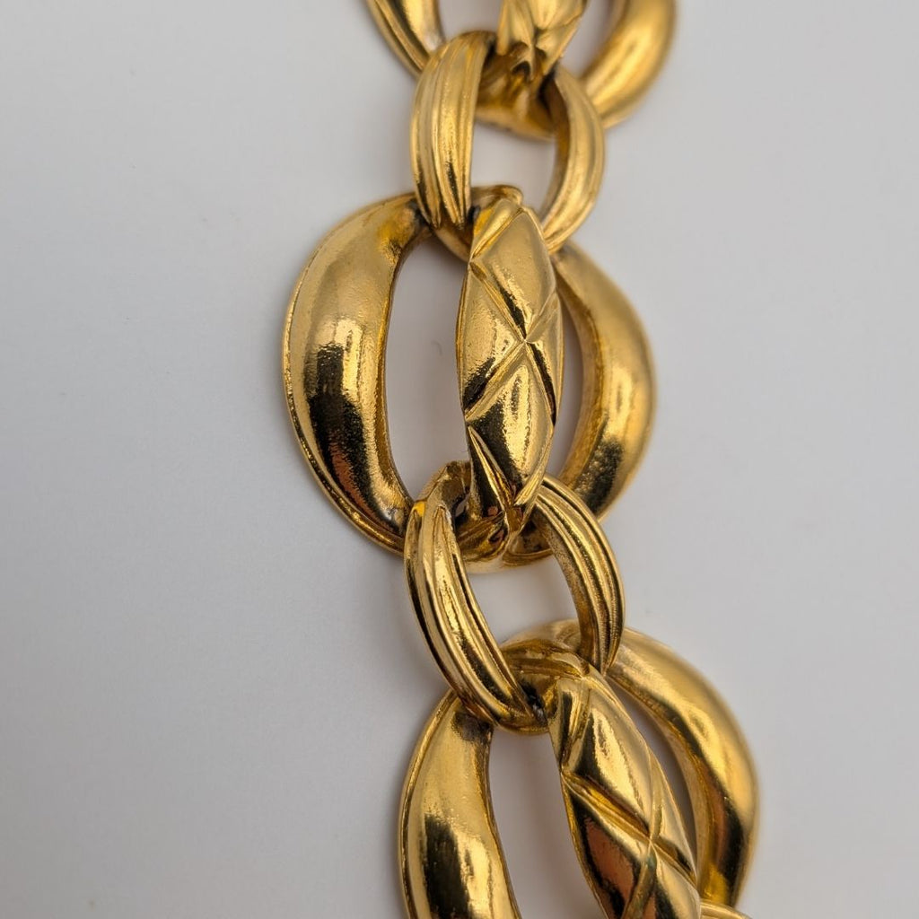 Chanel Quilted Gold Chain Long Necklace Choker First Era Vintage — view 3