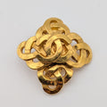 Chanel Single Earrings CC Logo Sheer Braided Pattern Gold Vintage 97P