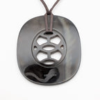 Hermes Rift GM Buffalo Horn Necklace Black Pendant