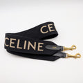 Celine Shoulder Strap Jacquard Logo Leather Canvas Black Gold Not Adjustable