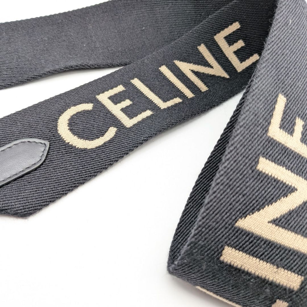 Celine Shoulder Strap Jacquard Logo Leather Canvas Black Gold Not Adjustable — view 4