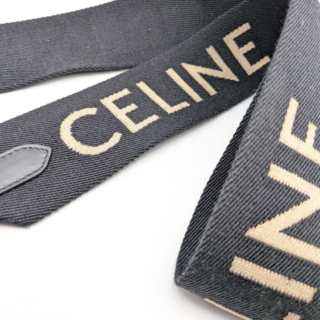 Celine Shoulder Strap Jacquard Logo Leather Canvas Black Gold Not Adjustable — view 4