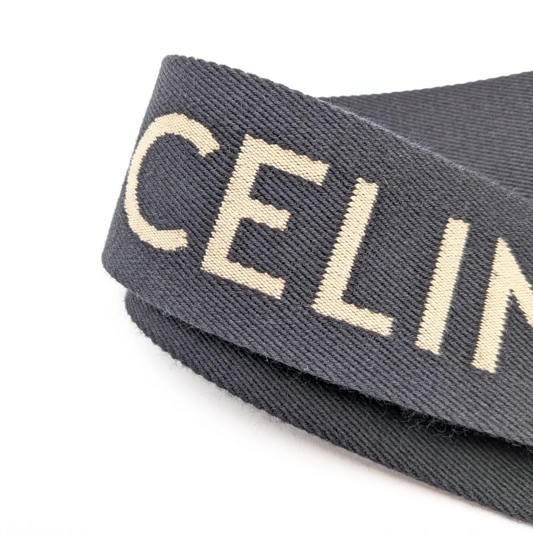 Celine Shoulder Strap Jacquard Logo Leather Canvas Black Gold Not Adjustable — view 3
