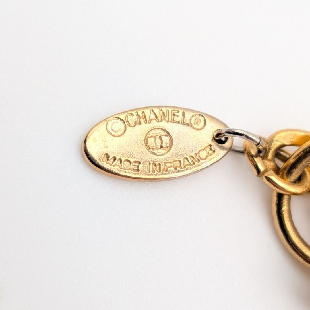 Chanel Gold Cambon Plate Logo Chain Necklace First Era Vintage — view 7