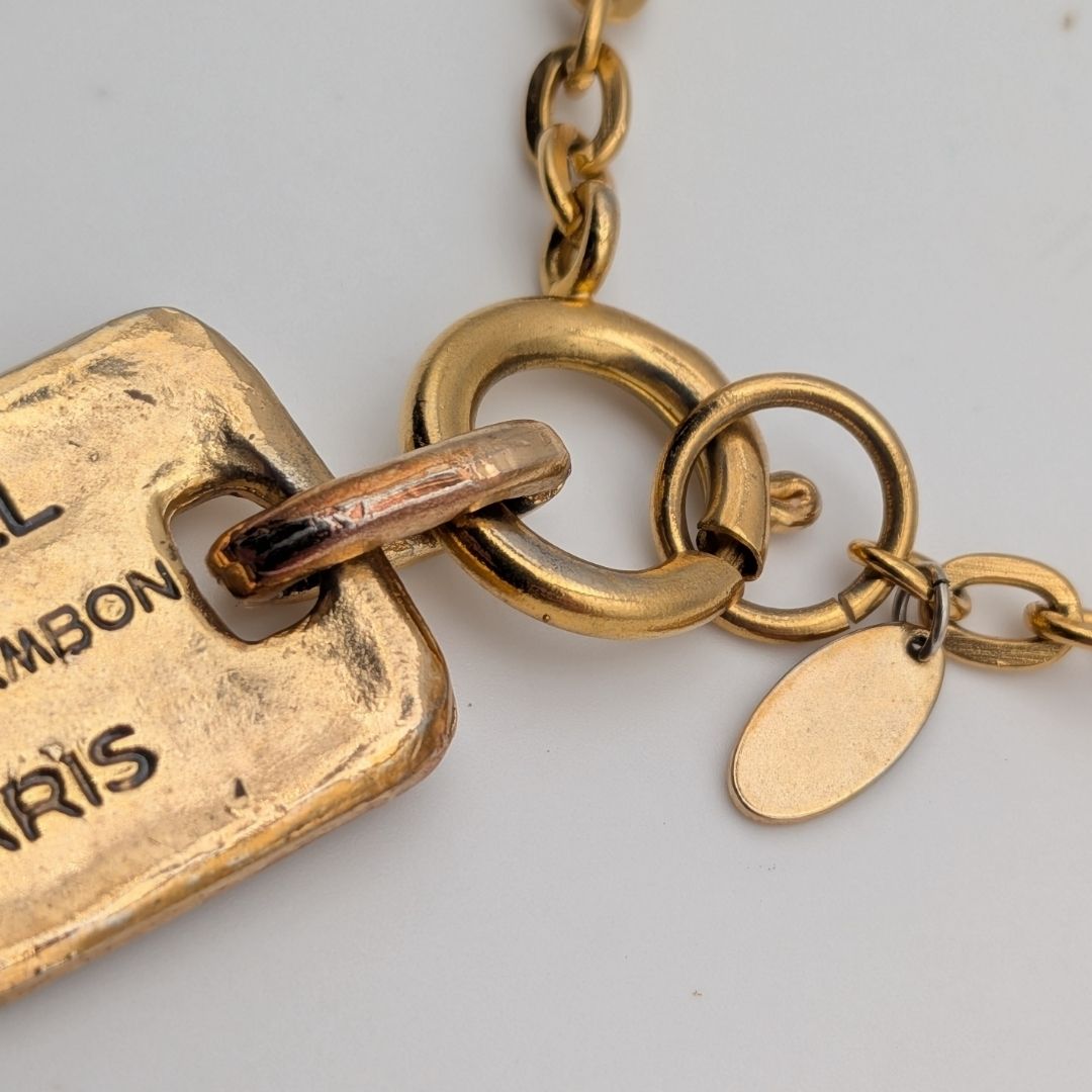 Chanel Gold Cambon Plate Logo Chain Necklace First Era Vintage — view 5