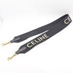Celine Shoulder Strap Jacquard Logo Leather Canvas Black Gold Not Adjustable — view 5