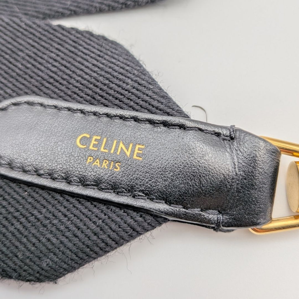 Celine Shoulder Strap Jacquard Logo Leather Canvas Black Gold Not Adjustable — view 7