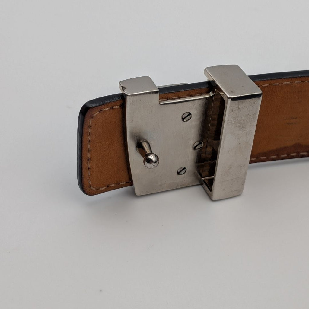 Louis Vuitton Ceinture Initial Epi Noir Belt Logo Black Silver — view 3