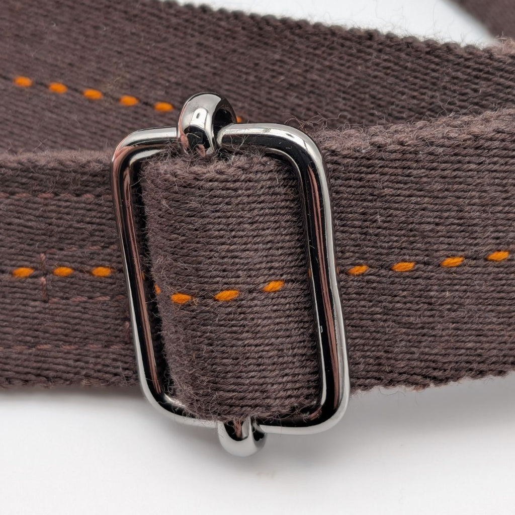 Hermes Shoulder Strap Canvas Caravan Horizontal Dark Brown Silver Adjustable — view 4