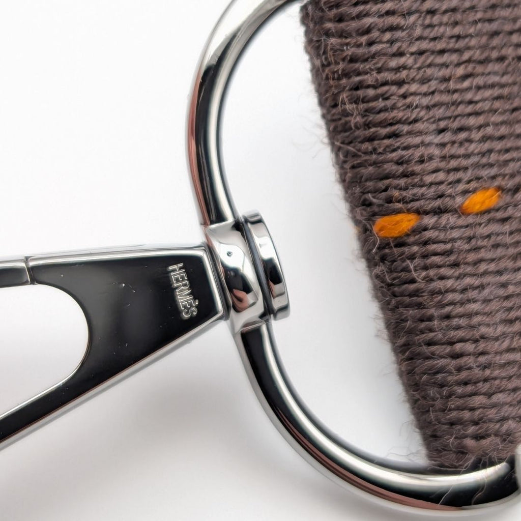 Hermes Shoulder Strap Canvas Caravan Horizontal Dark Brown Silver Adjustable — view 3