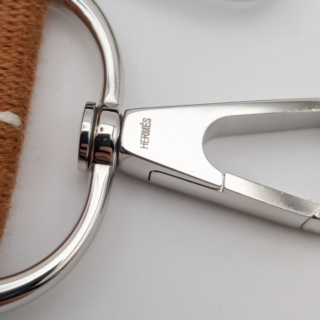Hermes Shoulder Strap Canvas Caravan Horizontal Brown Camel Silver Adjustable — view 5