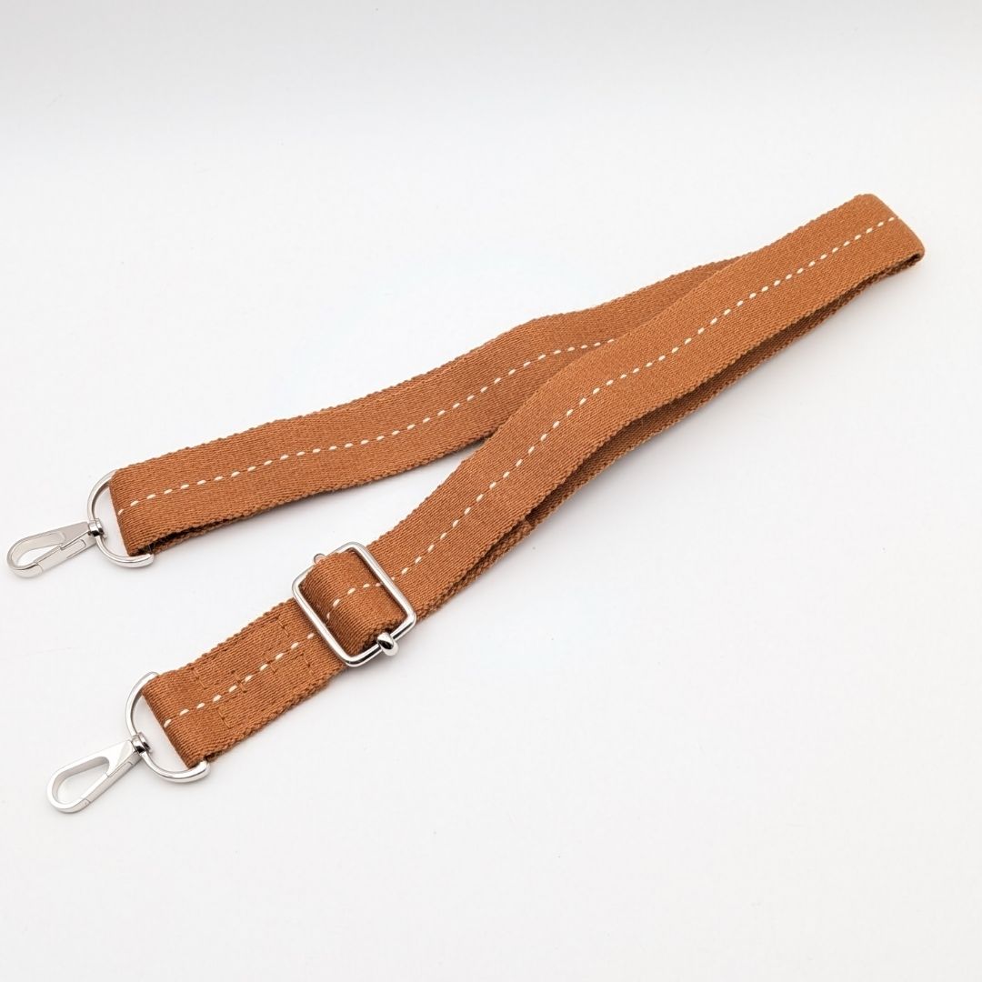Hermes Shoulder Strap Canvas Caravan Horizontal Brown Camel Silver Adjustable — view 6