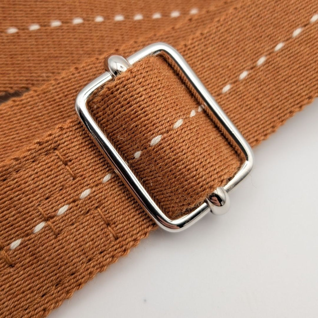 Hermes Shoulder Strap Canvas Caravan Horizontal Brown Camel Silver Adjustable — view 3