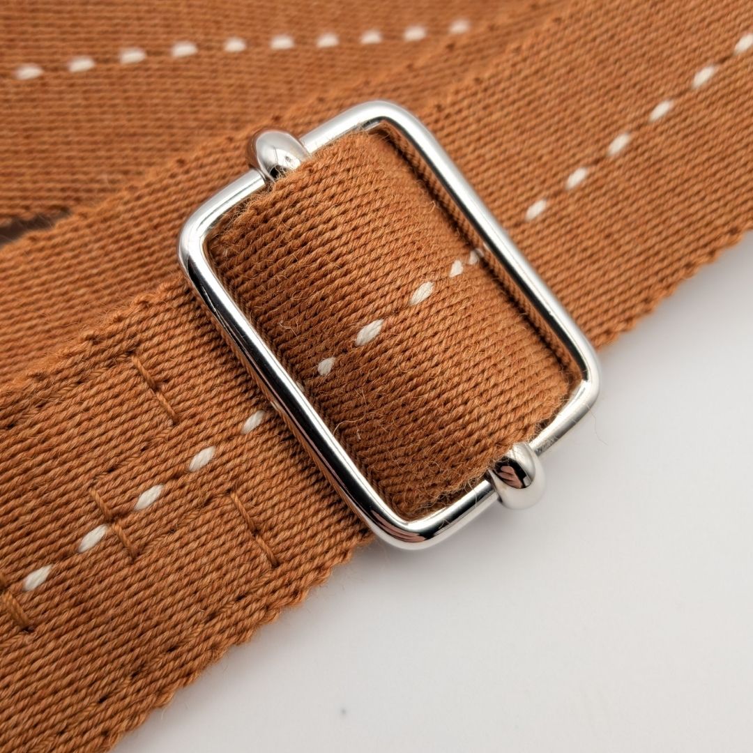 Hermes Shoulder Strap Canvas Caravan Horizontal Brown Camel Silver Adjustable — view 3