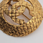 Chanel Brooch CC Logo Mesh Braided Pattern Sheer Gold 29 Vintage — view 2