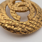 Chanel Brooch CC Logo Mesh Braided Pattern Sheer Gold 29 Vintage — view 3