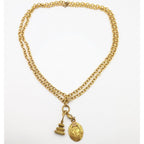 Chanel CC Logo Pagoda Temple Gold Rhinestone Double Chain Necklace First — view 7