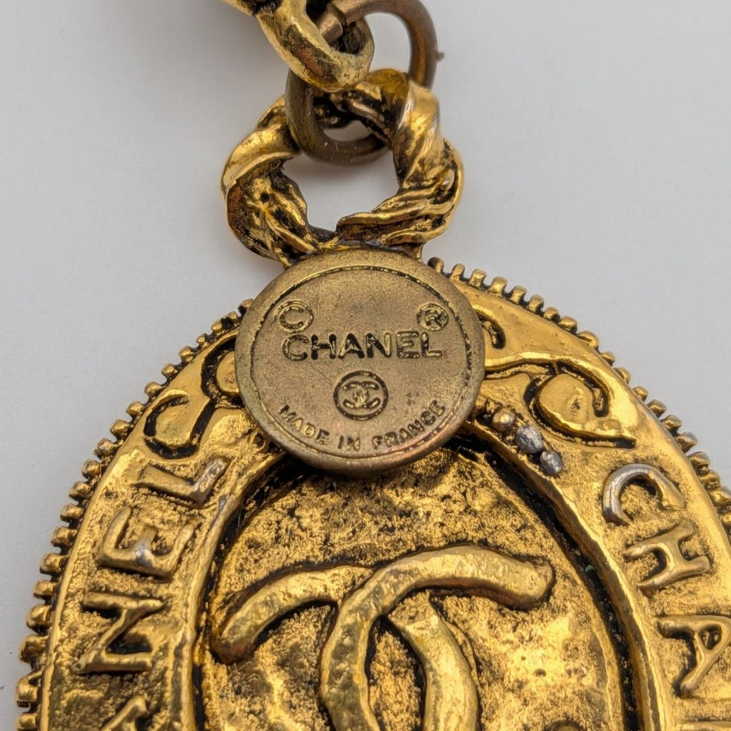 Chanel CC Logo Pagoda Temple Gold Rhinestone Double Chain Necklace First — view 8