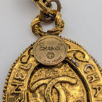 Chanel CC Logo Pagoda Temple Gold Rhinestone Double Chain Necklace First — view 8